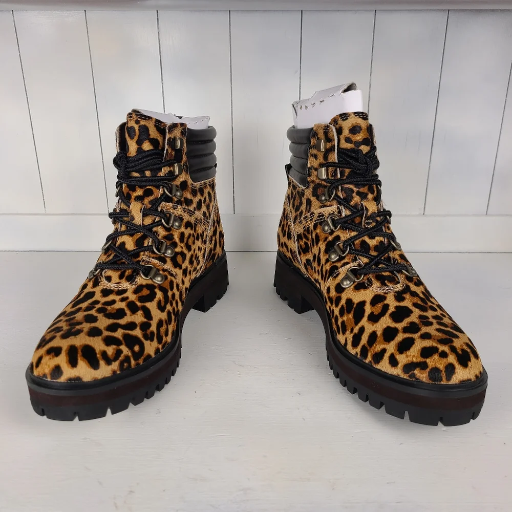NWT Timberland London Square Leopard Print Calf Hair Mid Hiker Safari Boots - Picture 15 of 15